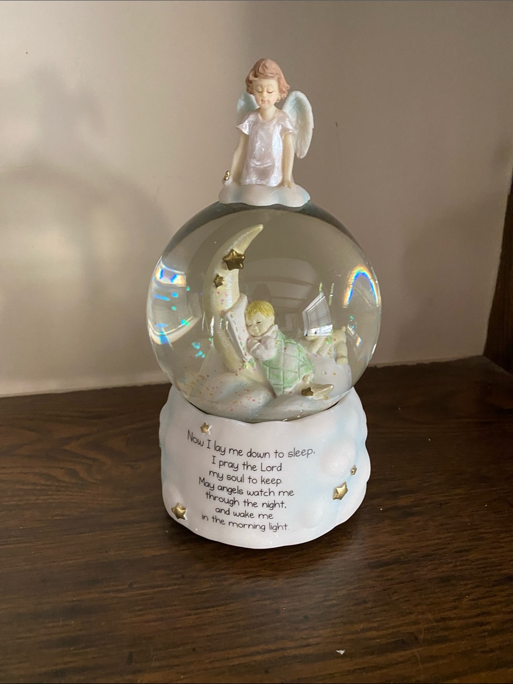 White and Pastel Angel Prayer Snow Globe - Unbranded